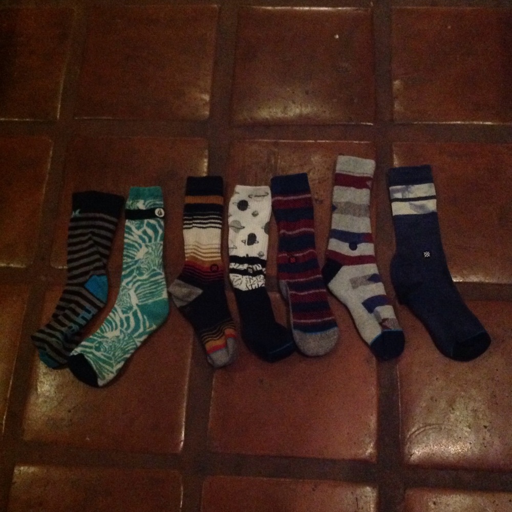 Stance, Hurley and Volcom boys socks Sz L